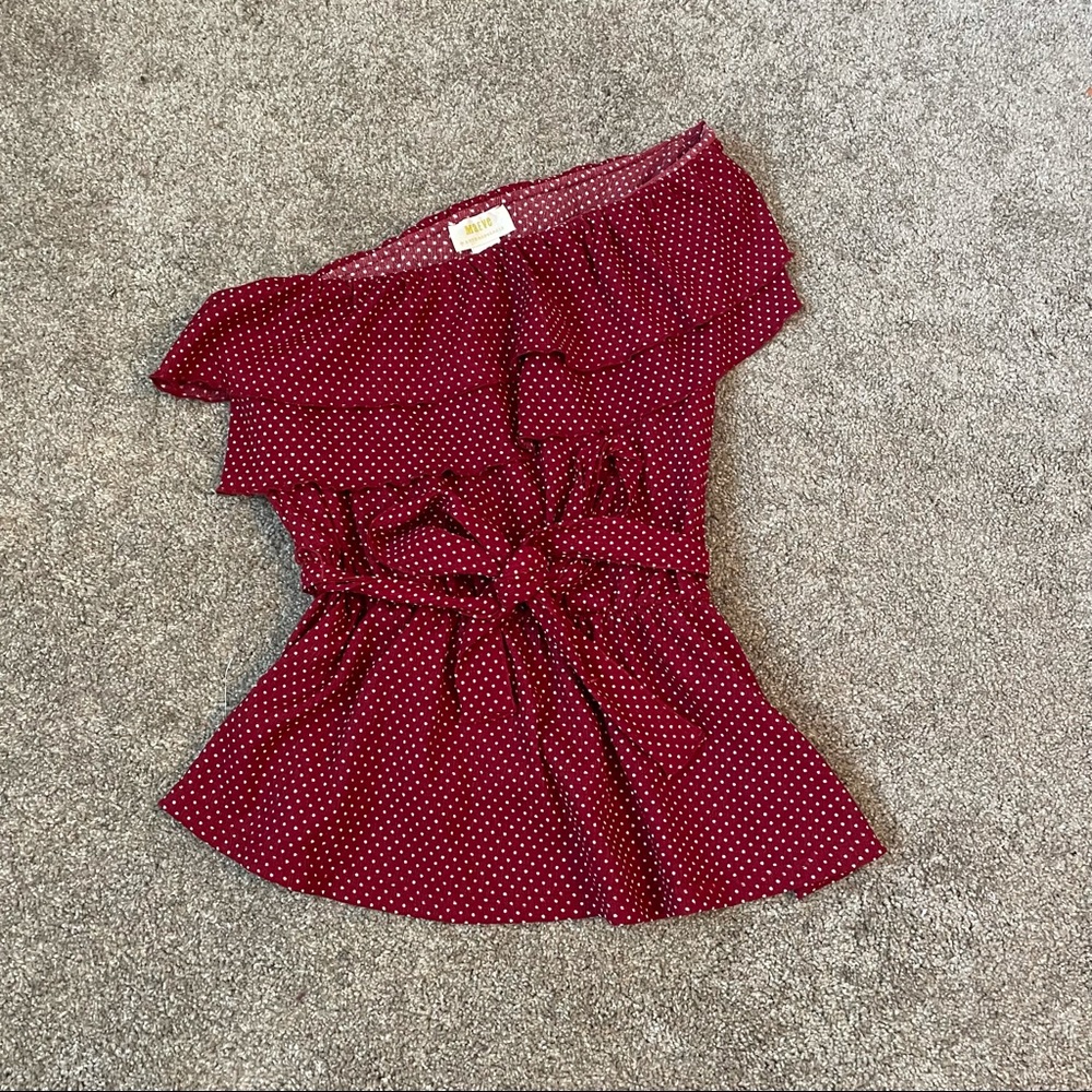 Maeve One Shoulder Sleeveless Red Blouse